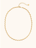 Gold rope-twisted spaghetti choker necklace with heart charm — Winding Moonlight