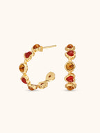 Gold sculptural C-shape portrait earrings with fluid curves — Winding Moonlight