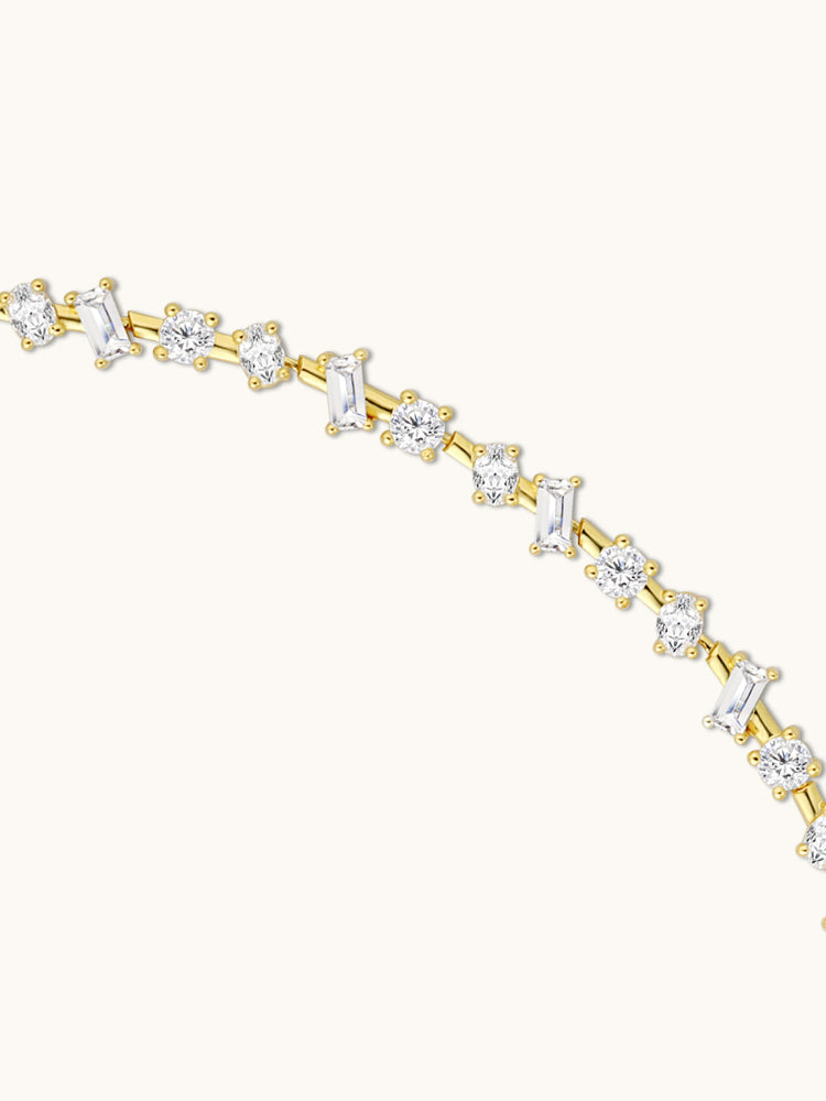 Art Deco Stellar Bracelet with pavé moissanite in gold and silver — Winding Moonlight