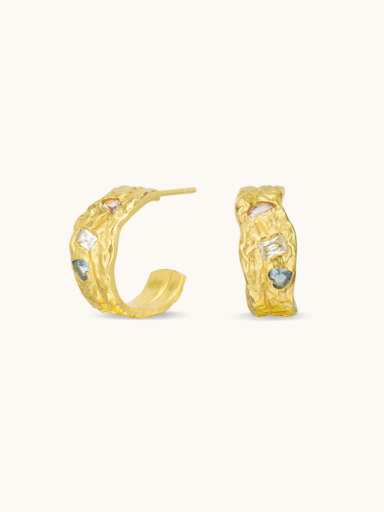 Vintage-texture heart sticker stud earrings — Winding Moonlight
