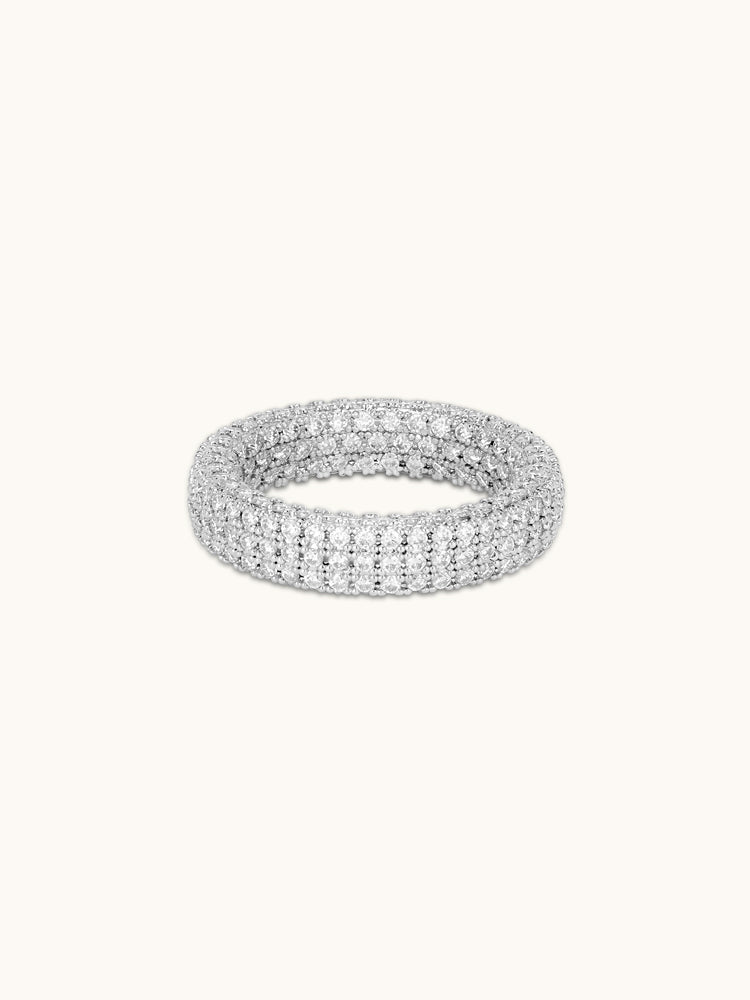 Art Deco Stellar Ring with 360° pavé moissanite in gold or silver — Winding Moonlight