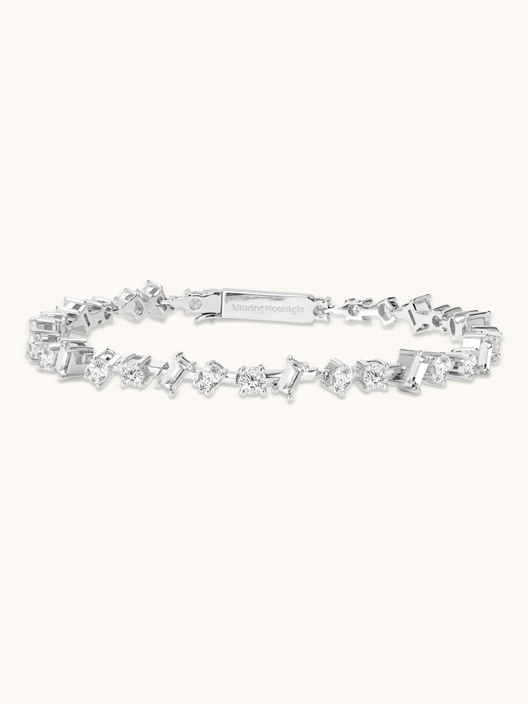 Art Deco Stellar Bracelet with pavé moissanite in gold and silver — Winding Moonlight