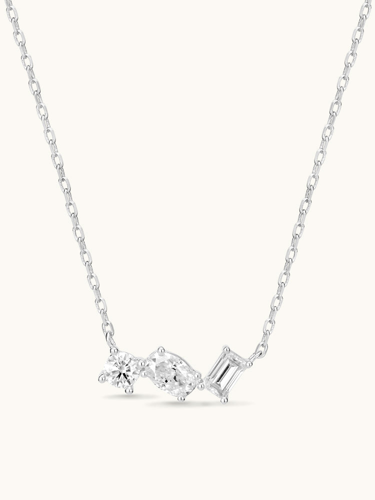 Art Deco Stellar Necklace with pavé moissanite pendant in gold or silver — Winding Moonlight