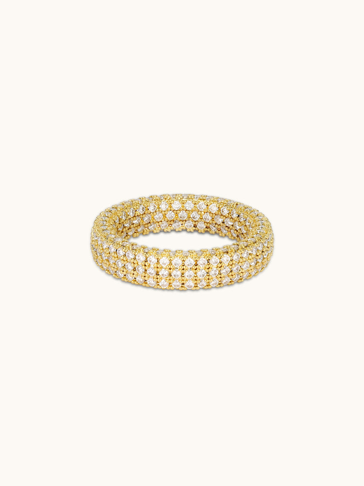 Art Deco Stellar Ring with 360° pavé moissanite in gold or silver — Winding Moonlight