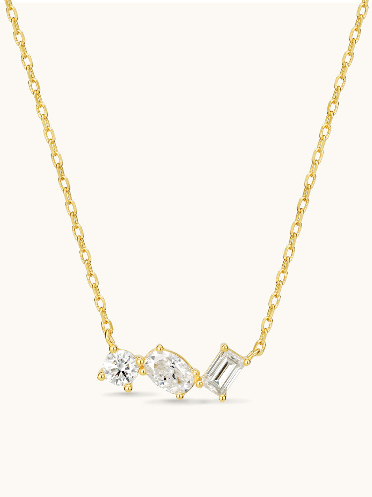Art Deco Stellar Necklace with pavé moissanite pendant in gold or silver — Winding Moonlight