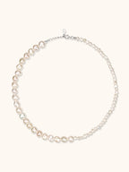 Asymmetric Elizabeth pearl necklace with two pearl sizes — Winding Moonlight