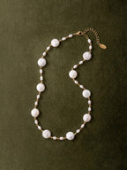 Baroque and freshwater pearl Ocean Necklace on a delicate gold chain — Winding Moonlight