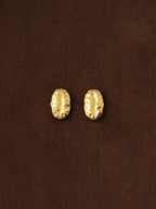 Gold coffee bean stud earrings with hammered texture — Winding Moonlight