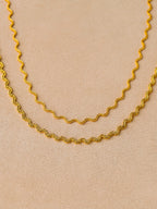 Gold rope-twisted spaghetti choker necklace with heart charm — Winding Moonlight