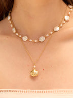 Baroque and freshwater pearl Ocean Necklace on a delicate gold chain — Winding Moonlight
