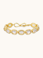The Halo Bracelet, gold-plated bracelet with natural clear quartz by Winding Moonlight