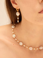 Baroque and freshwater pearl Ocean Necklace on a delicate gold chain — Winding Moonlight