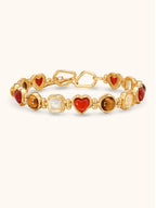 Valor multi-gem bracelet with tiger's eye and red agate beads on wrist — Winding Moonlight