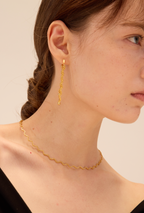 Gold rope-twisted spaghetti choker necklace with heart charm — Winding Moonlight