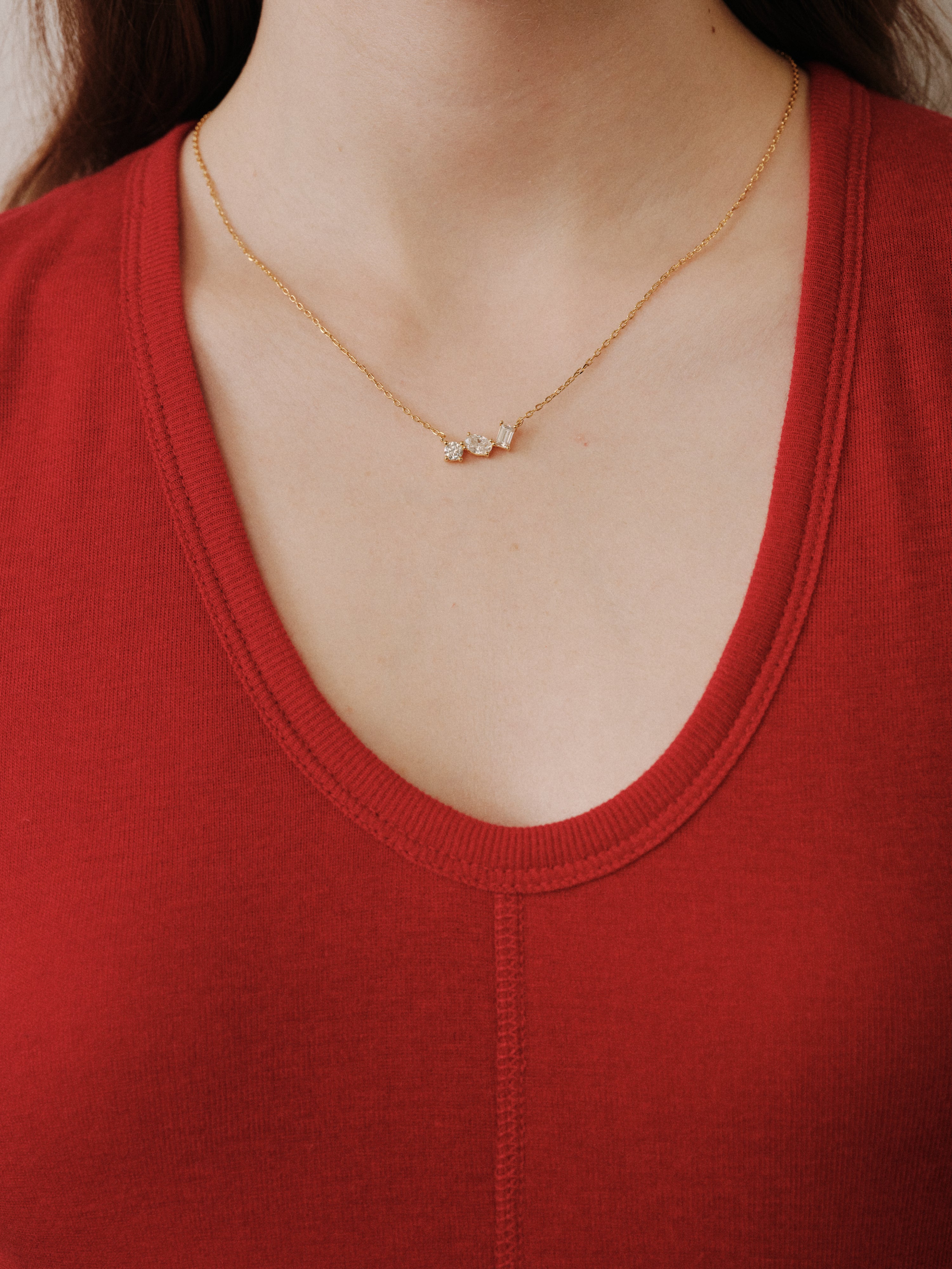 Art Deco Stellar Necklace with pavé moissanite pendant in gold or silver — Winding Moonlight