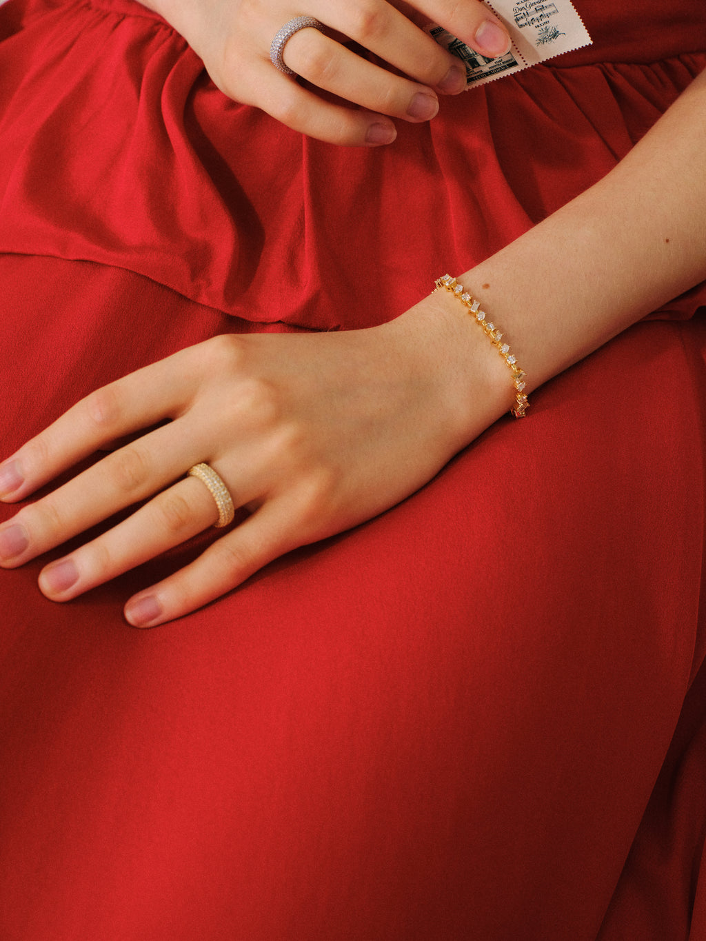 Art Deco Stellar Bracelet with pavé moissanite in gold and silver — Winding Moonlight