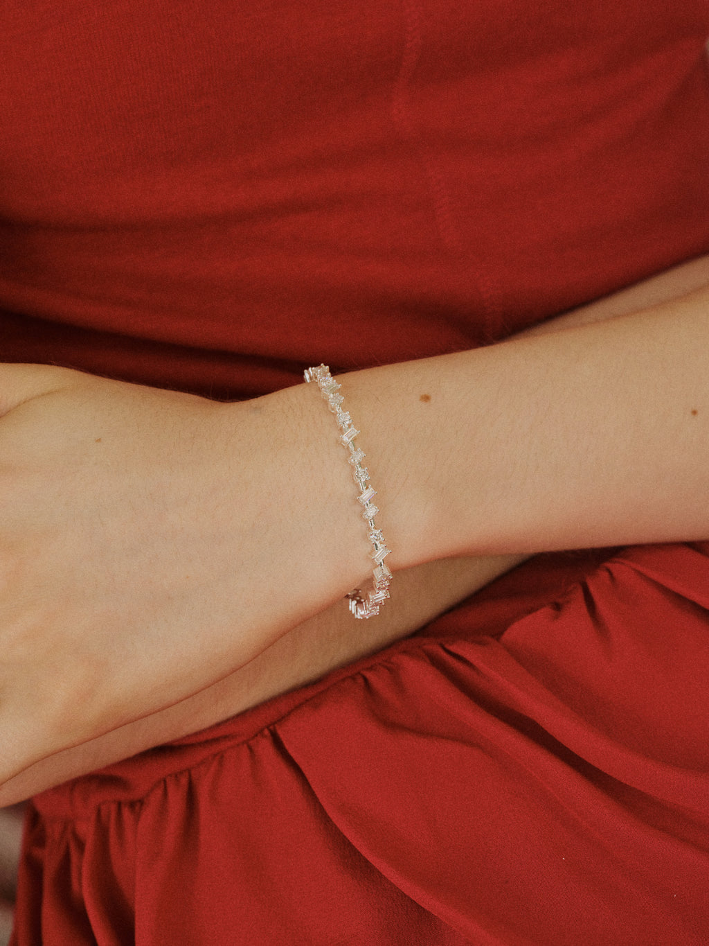 Art Deco Stellar Bracelet with pavé moissanite in gold and silver — Winding Moonlight