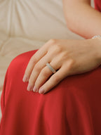 Art Deco Stellar Ring with 360° pavé moissanite in gold or silver — Winding Moonlight