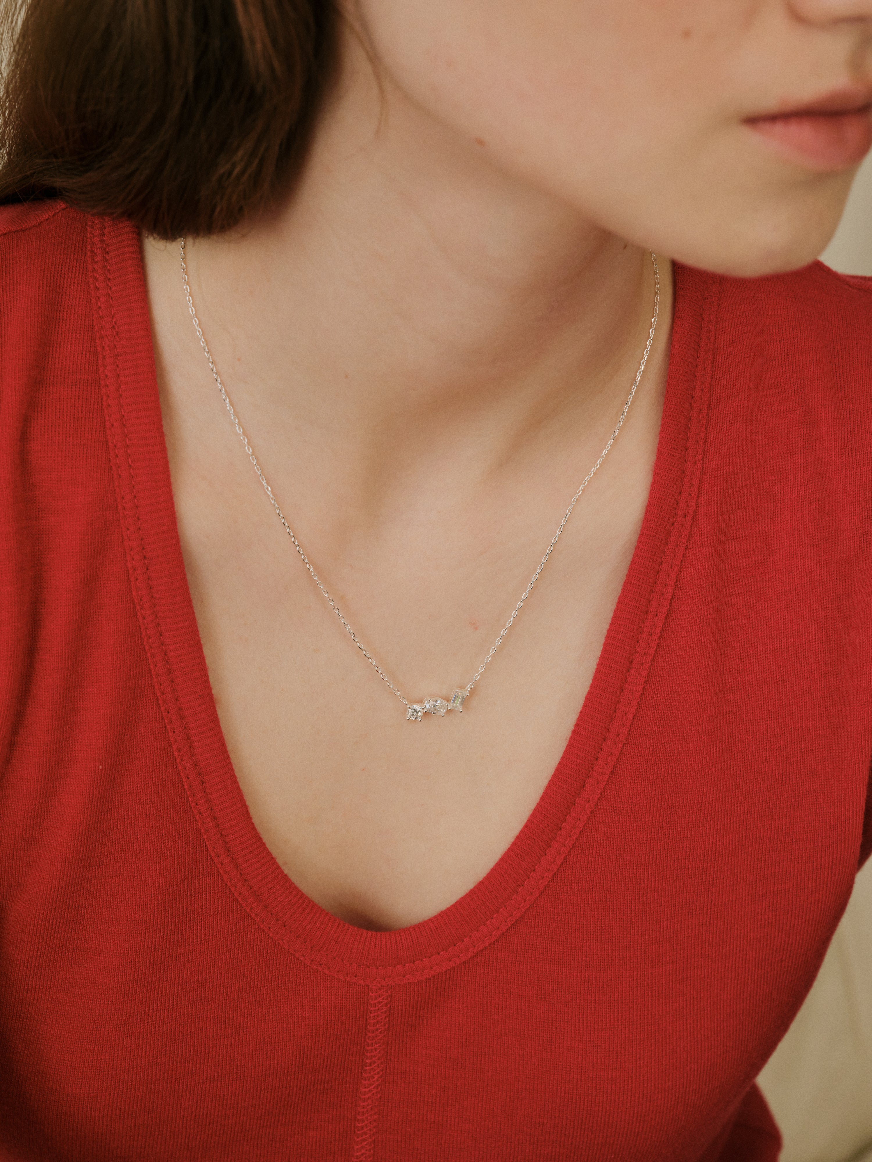Art Deco Stellar Necklace with pavé moissanite pendant in gold or silver — Winding Moonlight
