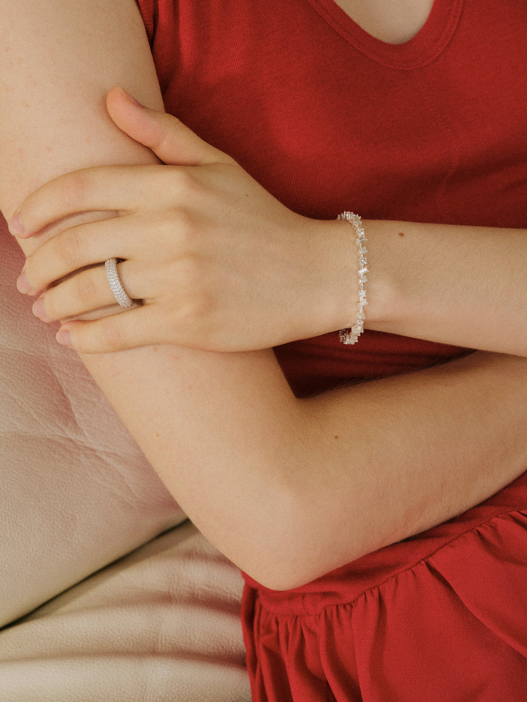 Art Deco Stellar Ring with 360° pavé moissanite in gold or silver — Winding Moonlight