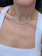 Gold rope-twisted spaghetti choker necklace with heart charm — Winding Moonlight