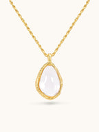 The Halo Long Necklace, gold-plated necklace with natural clear quartz by Winding Moonlight